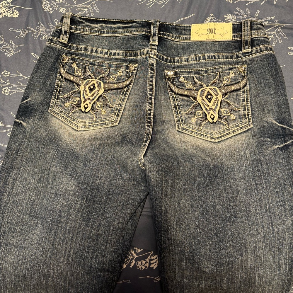 Miss Me Blue Boot Cut Jeans with longhorns